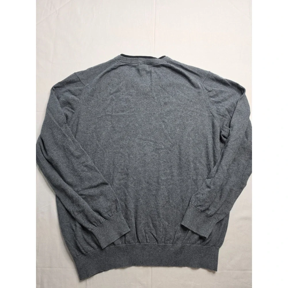 Merona Sweater Men's 2XL Gray Cotton Tight Knit V-Neck Long Sleeve Warm Wear